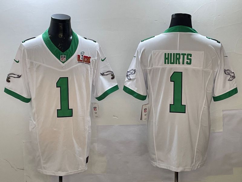 Men Philadelphia Eagles #1 Hurts White Retro three generations 2025 Nike Vapor Limited NFL Jersey style 2